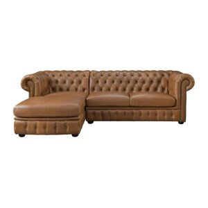 LINEA SOFA Sofá rinconera (ángulo izquierdo) chesterfield BRENTON 100% piel de búfalo - Caramelo vintage