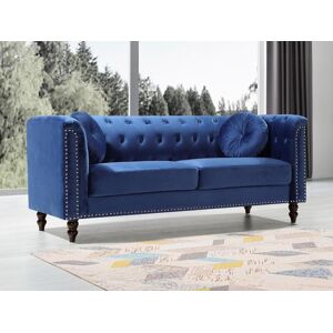 Unique Sofá de 3 plazas de terciopelo Azul real TURNER