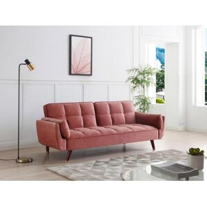 Unique Sofá cama de 3 plazas de terciopelo rosa GULCAN