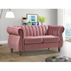 Unique Sofá chesterfield 2 plazas de terciopelo rosa viejo TRUMBO