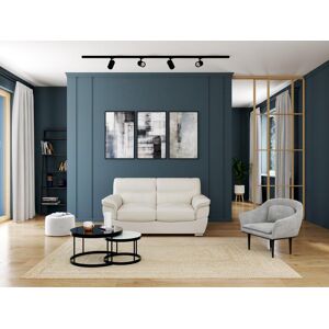 LINEA SOFA Sofá 2 plazas de piel THIBAULT - Blanco marfil