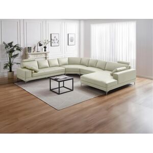 LINEA SOFA Sofá XXL 7 plazas de piel DONATELLO II - Blanco márfil - Ángulo derecho