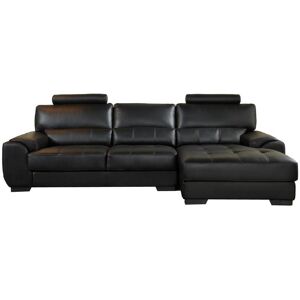 LINEA SOFA Sofá rinconero de piel METROPOLITAN II - Negro - Ángulo derecho