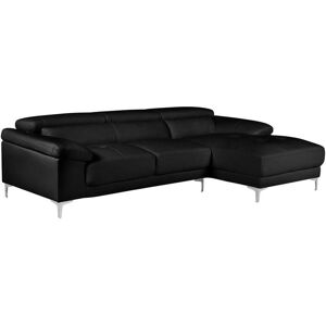 LINEA SOFA Sofá rinconero de piel SOLANGE - Negro - Ángulo derecho