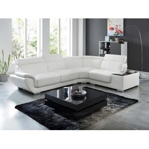 LINEA SOFA Sofá rinconero de piel NAHIA - Blanco - Ángulo derecho