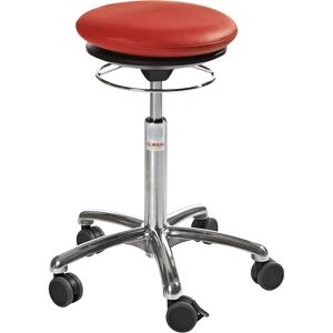 kaiserkraft Taburete con asiento de colchón neumático, tapizado de piel sintética, rojo