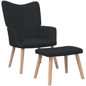 vidaXL Sillón de relax con reposapiés tela negro