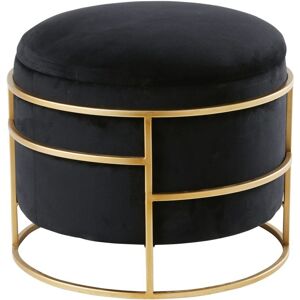 Maisons du Monde Puf-baúl de terciopelo negro y metal dorado