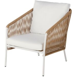 Maisons du Monde Sillón de jardín de resina beige y metal blanco