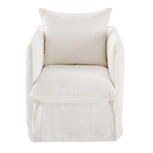 Maisons du Monde Sillón de tejido blanco efecto lino