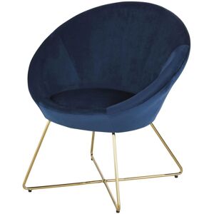 Maisons du Monde Sillón de terciopelo azul con patas de metal