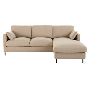 Maisons du Monde Sofá esquinero derecho convertible 4/5 plazas beige, colchón de 10 cm