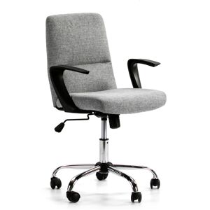 HOMN Sillón de oficina elevable y reclinable tapizado con tela gris claro