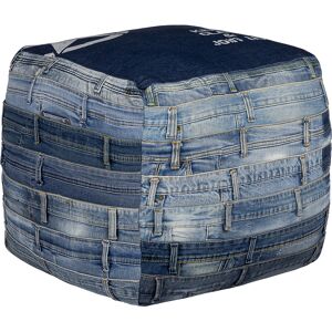 WOMO-DESIGN Taburete de asiento cuadrado azul, 45x45x45 cm, hecho jeans