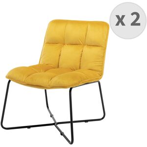 Moloo Sillón en terciopelo amarillo con patas de metal negro (x2)