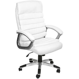 Tectake Silla de oficina paul poli piel blanco