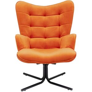 Kare Design Sillón giratorio de terciopelo naranja y acero