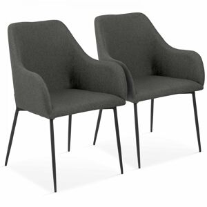 Oviala Lote de 2 sillas con reposabrazos de tela gris
