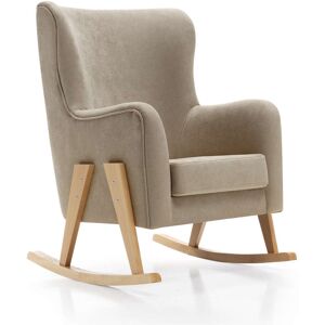 Alondra Sillón de lactancia con patas de madera tapizado en tela beige