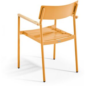 Oviala Sillón de jardín de aluminio y madera amarillo mostaza