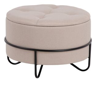 LolaHome Puff arcón beige de tela y metal con soporte