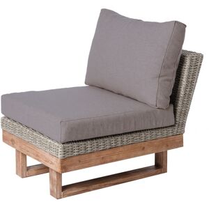 LolaHome Sofá modular de jardín Patsy gris de rattan sintético y madera