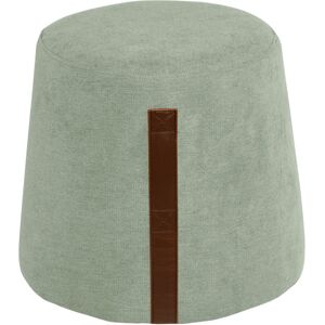 Koketto Home Puff redondo menta con asa marron de polipiel