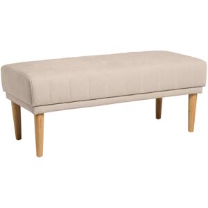 Koketto Home Banqueta tapizada beige con patas robustas madera