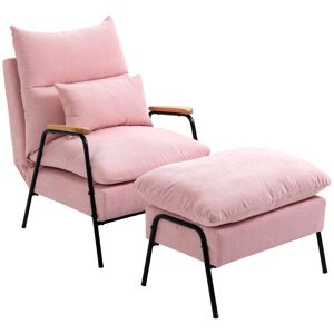 Homcom Sillón con reposapiés color rosa 68 x 91.5 x 88 cm
