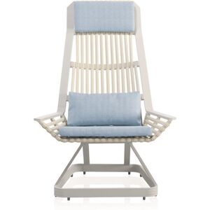 GEESE HOME Sillón alto aluminio y fibra sintética blanco con cojines azules