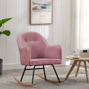 vidaXL Silla mecedora de terciopelo rosa