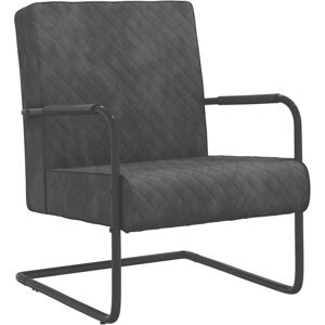 vidaXL Silla voladiza de terciopelo gris oscuro