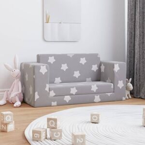 vidaXL Sofá cama infantil 2 plazas felpa suave gris claro estrellas