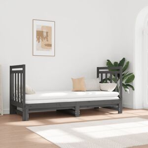 vidaXL Sofá cama extraíble madera maciza de pino gris 2x(90x190) cm