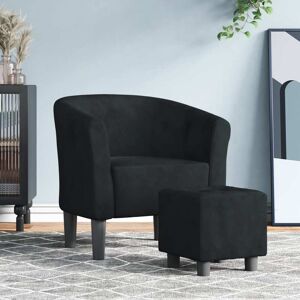 vidaXL Sillón con taburete terciopelo negro