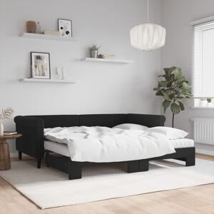 vidaXL Sofá cama nido con colchón terciopelo negro 90x190 cm