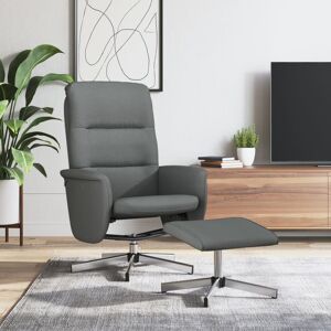 vidaXL Sillón reclinable con reposapiés tela gris oscuro