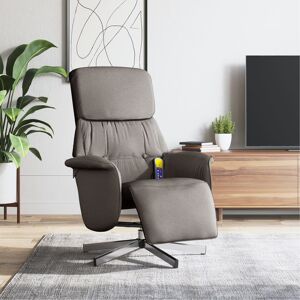 vidaXL Sillón reclinable de masaje con reposapiés tela gris taupe