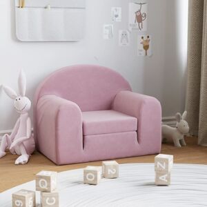 vidaXL Sofá cama para niños felpa suave rosa