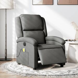 vidaXL Sillón reclinable de masaje eléctrico tela gris oscuro