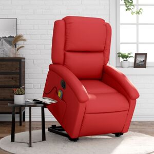 vidaXL Sillón de majaje elevable eléctrico cuero artificial rojo