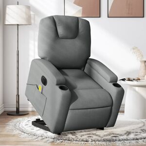 vidaXL Sillón de masaje eléctrico reclinable elevable tela gris oscuro