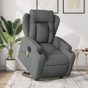 vidaXL Sillón de masaje eléctrico reclinable elevable tela gris oscuro