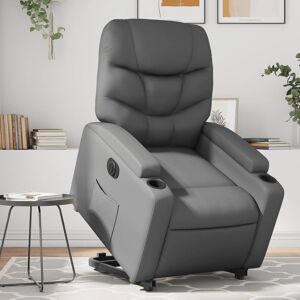 vidaXL Sillón reclinable elevable eléctrico de cuero sintético gris