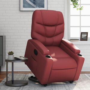 vidaXL Sillón elevable eléctrico cuero artificial rojo tinto