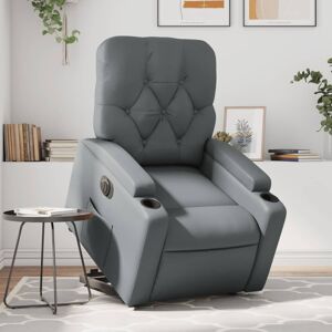 vidaXL Sillón reclinable elevable eléctrico de cuero sintético gris