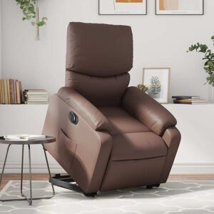 vidaXL Sillón reclinable elevable eléctrico de cuero sintético marrón