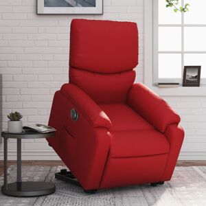 vidaXL Sillón elevable eléctrico cuero artificial rojo