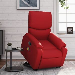 vidaXL Sillón de masaje elevable eléctrico cuero artificial rojo