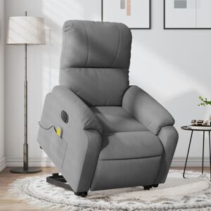 vidaXL Sillón masaje eléctrico reclinable elevable tela gris oscuro